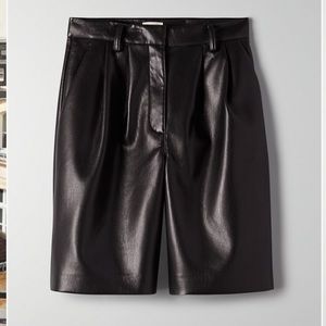 Aritzia Black Leather Shorts